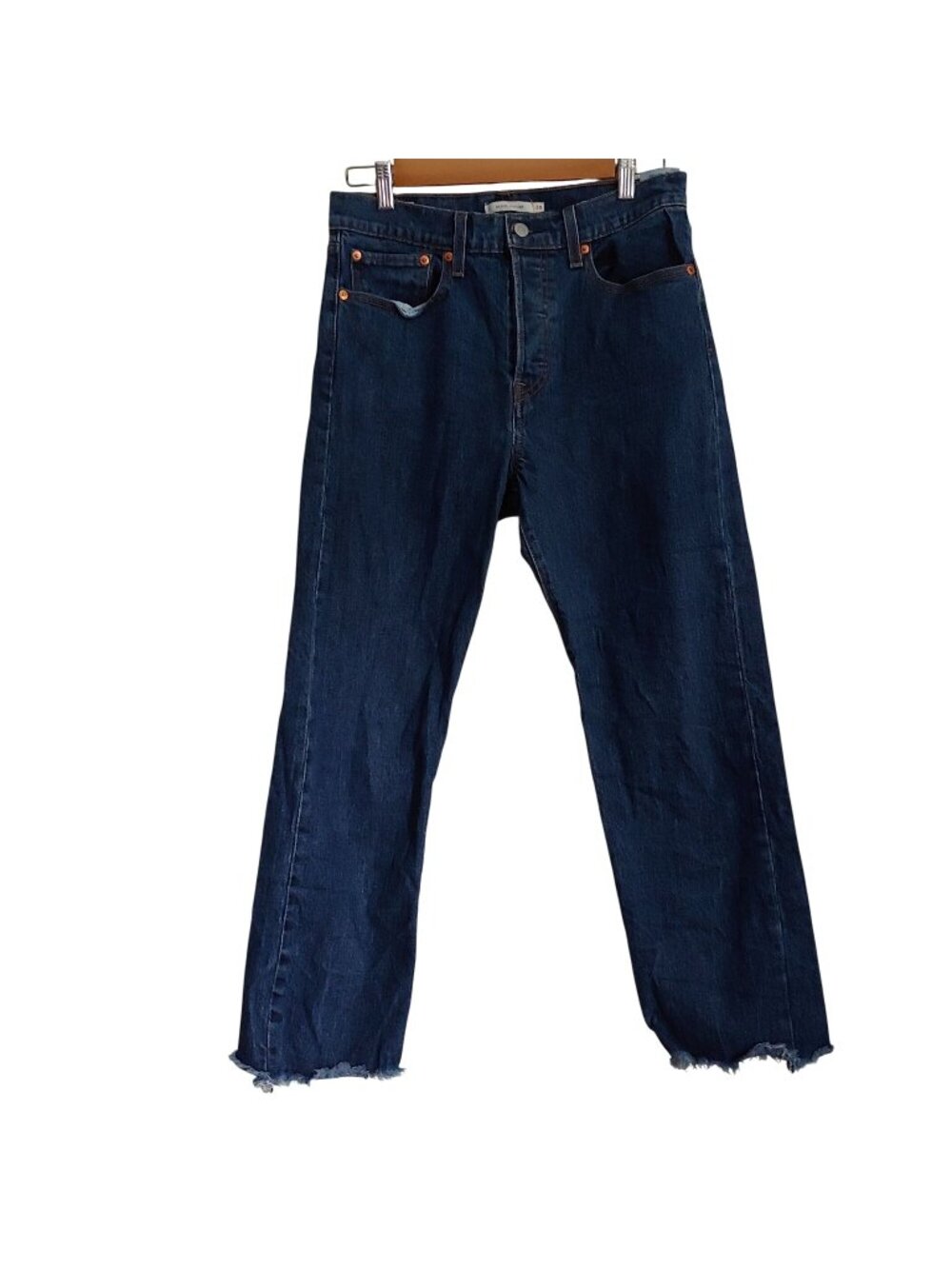Levi's Wedgie Straight Raw Hem Big E Jeans High Rise Retro 90s Denim 30